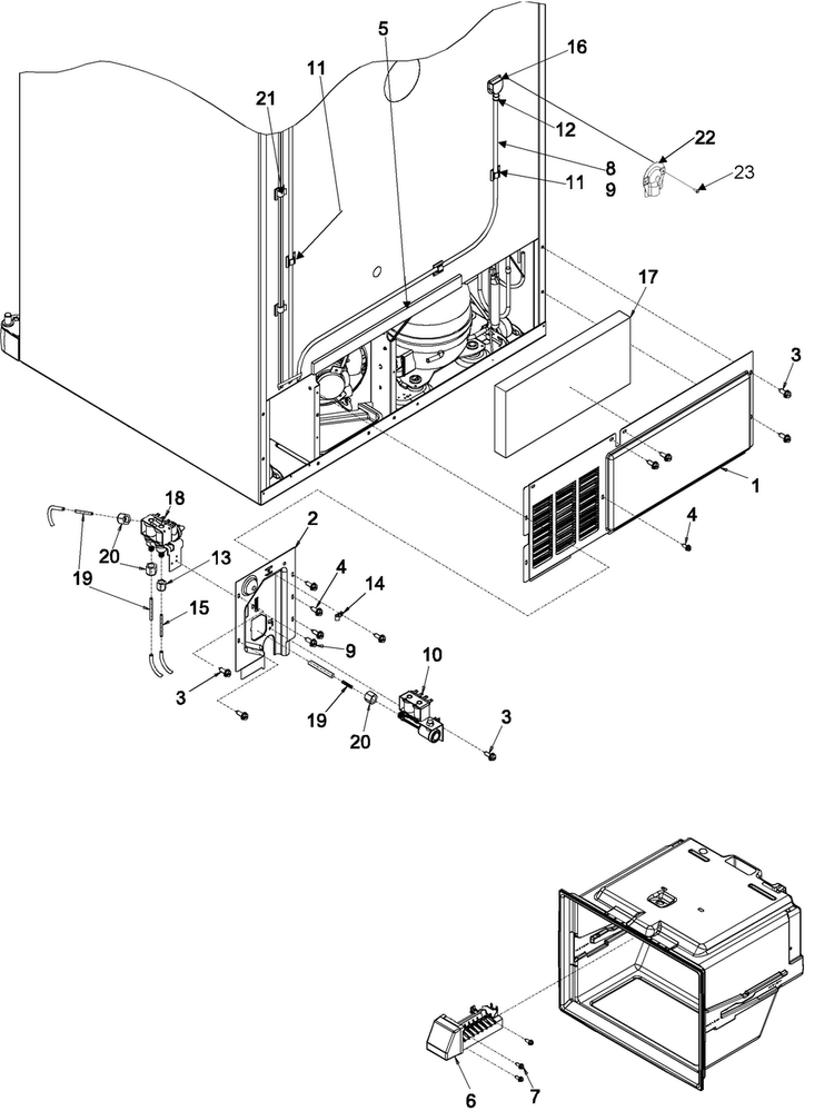 Cabinet Back Diagram and Parts List for JCB2058GEW-PJCB205  Jenn-Air Refrigerator