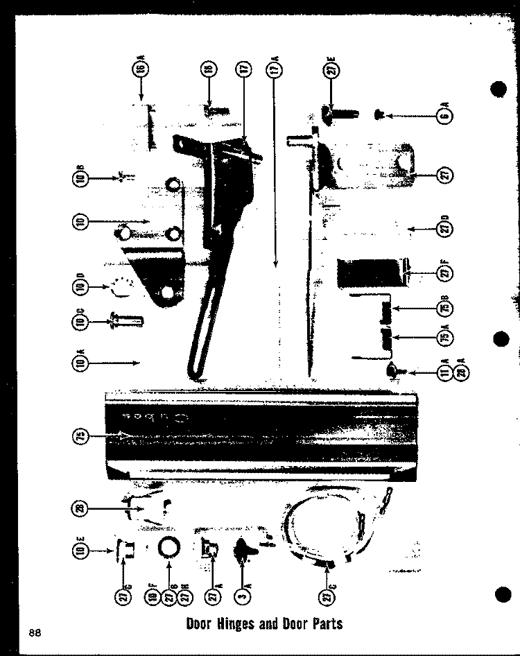 DOOR HINGES AND DOOR PARTS Diagram and Parts List for TCI-19D  Amana Refrigerator
