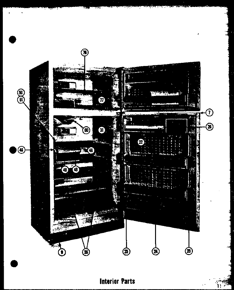 INTERIOR PARTS Diagram and Parts List for T-17E  Amana Refrigerator