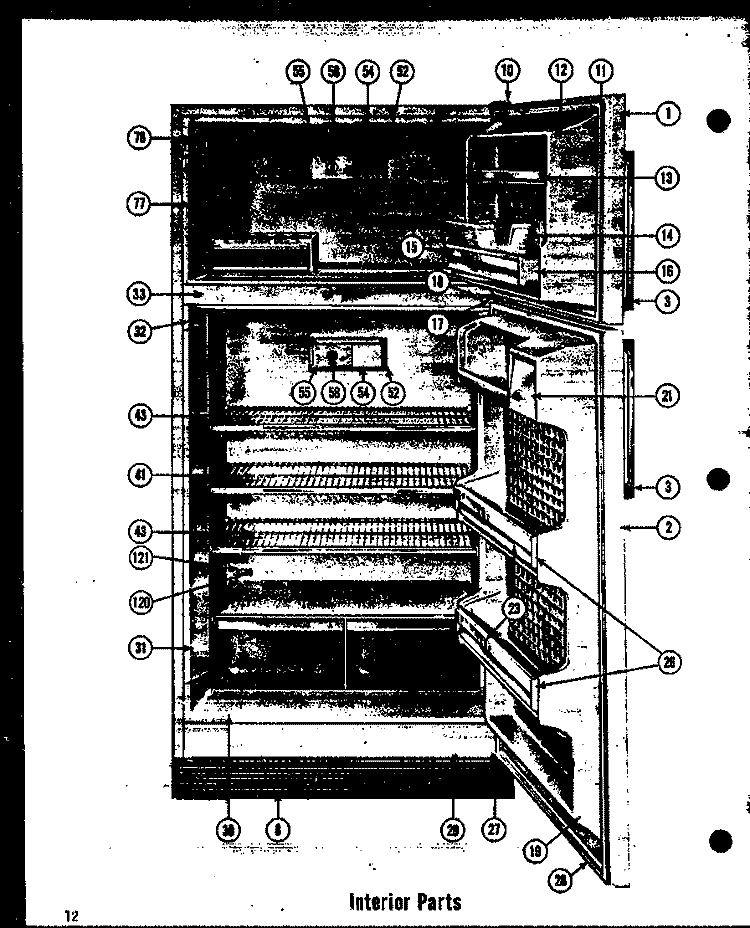 INTERIOR PARTS Diagram and Parts List for T-17E  Amana Refrigerator