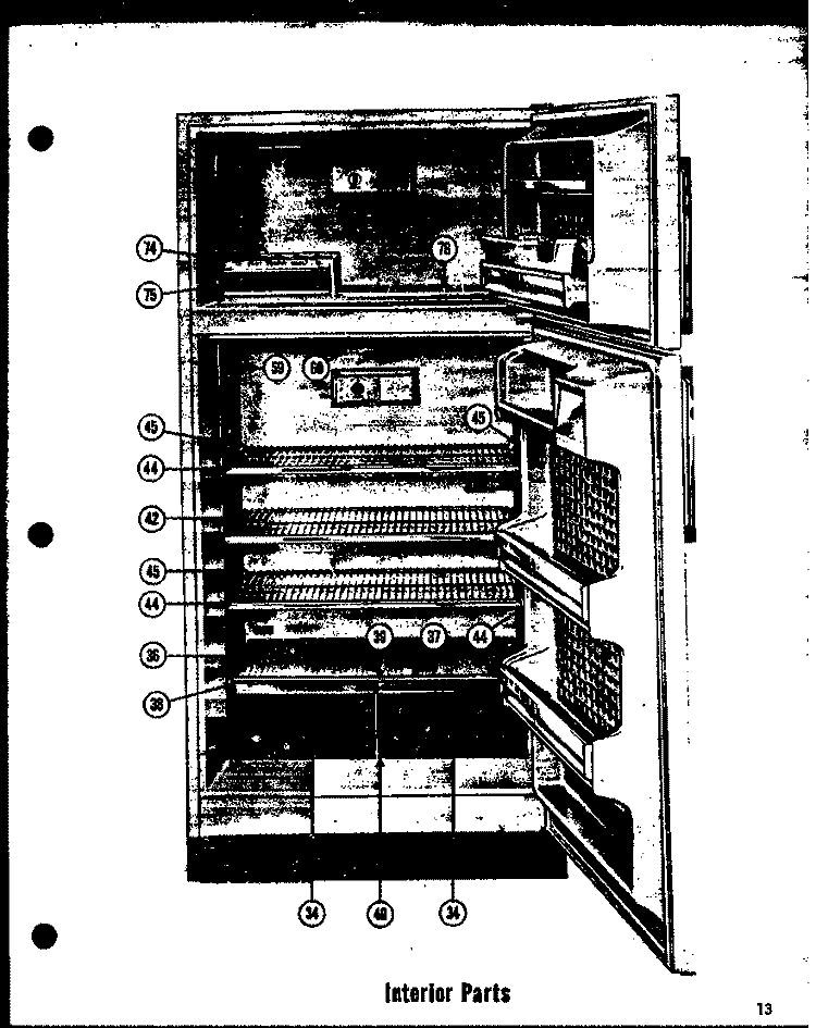 INTERIOR PARTS Diagram and Parts List for T-17E  Amana Refrigerator