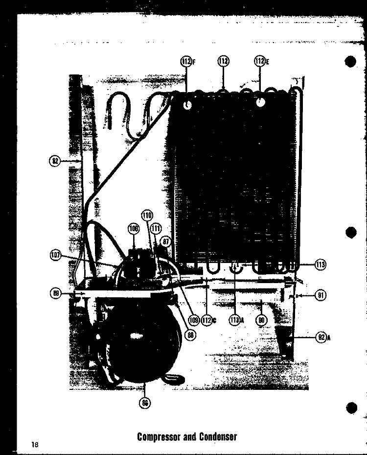 COMPRESSOR AND CONDENSER Diagram and Parts List for T-17E  Amana Refrigerator