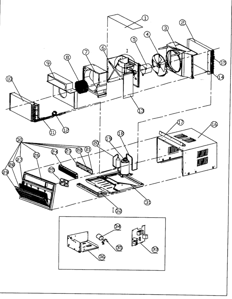 Cabinet Parts Diagram and Parts List for ACE185R  Amana Air Conditioner