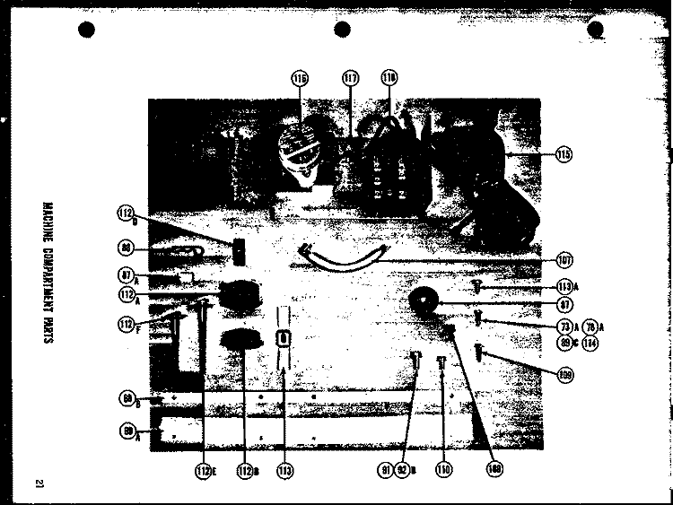 MACHINE COMPARTMENT PARTS Diagram and Parts List for T-17E  Amana Refrigerator