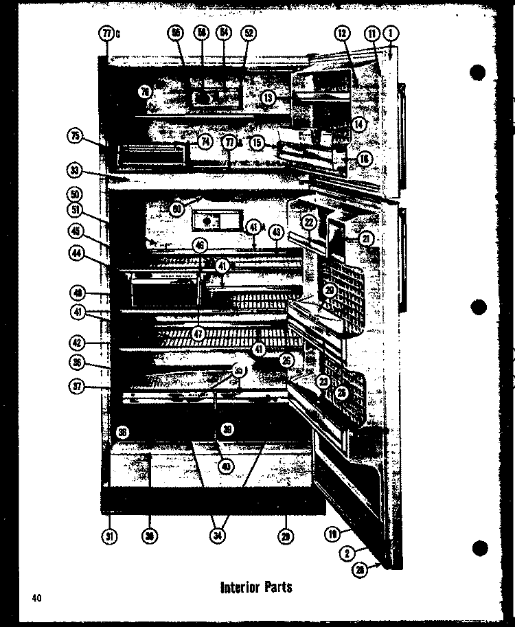 INTERIOR PARTS Diagram and Parts List for TCI-19LE  Amana Refrigerator