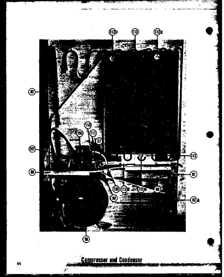 COMPRESSOR AND CONDENSER Diagram and Parts List for TCI-19LE  Amana Refrigerator