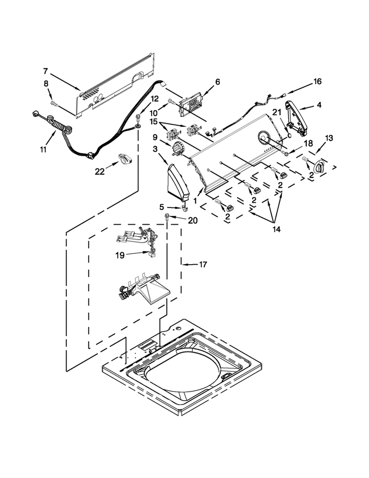 Controls And Water Inlet Parts Diagram and Parts List for CAW9444XQ4  Crosley Washer