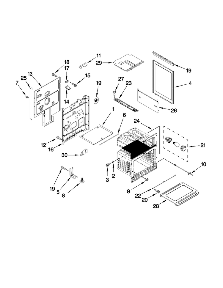 Chassis Parts Diagram and Parts List for MGT8775XB01  Maytag Range