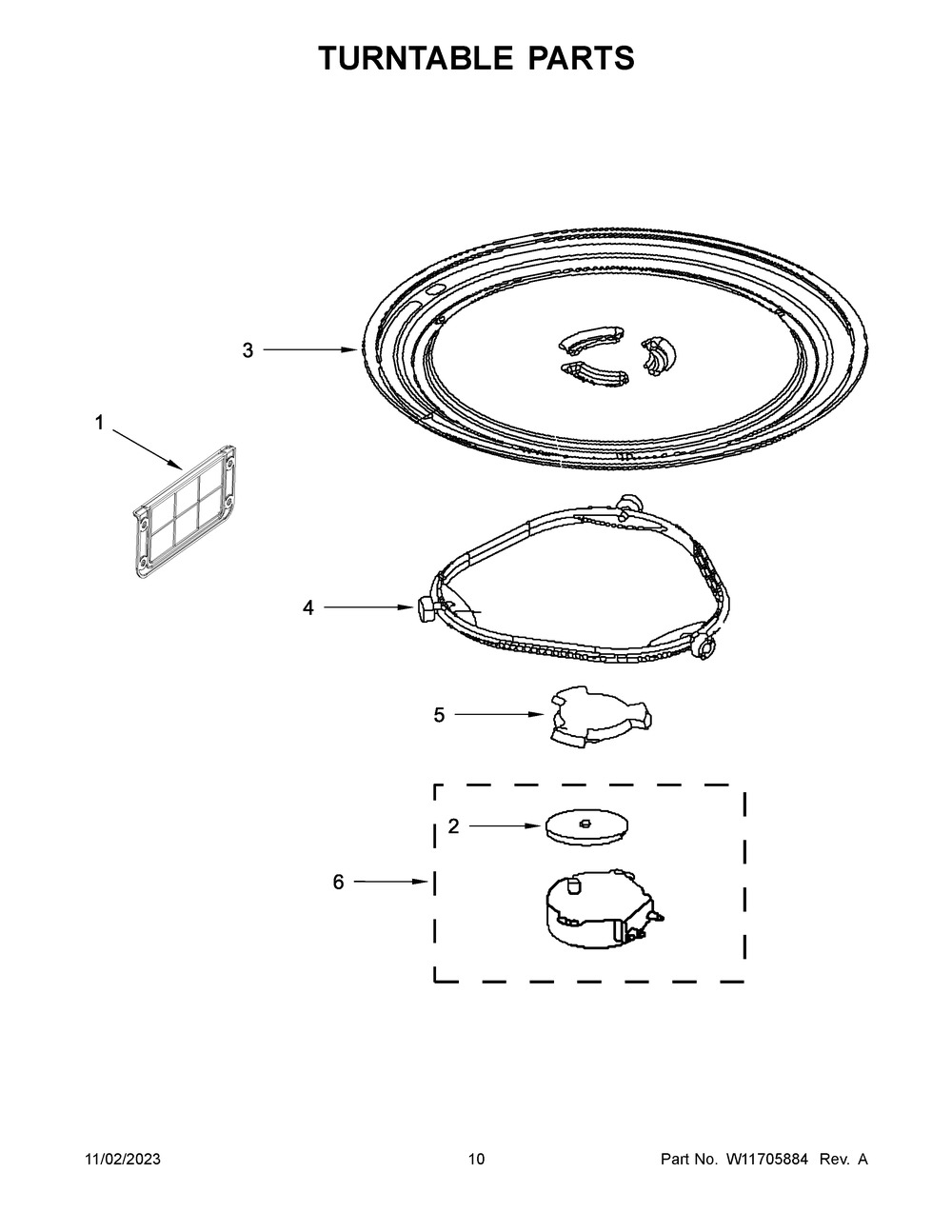 Turntable Parts Diagram and Parts List for YAMV2307PFS07  Amana Microwave