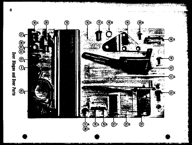 DOOR HINGES AND DOOR PARTS Diagram and Parts List for TCI-19LE  Amana Refrigerator