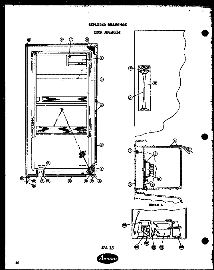 DOOR ASSY Diagram and Parts List for ARE14  Amana Refrigerator