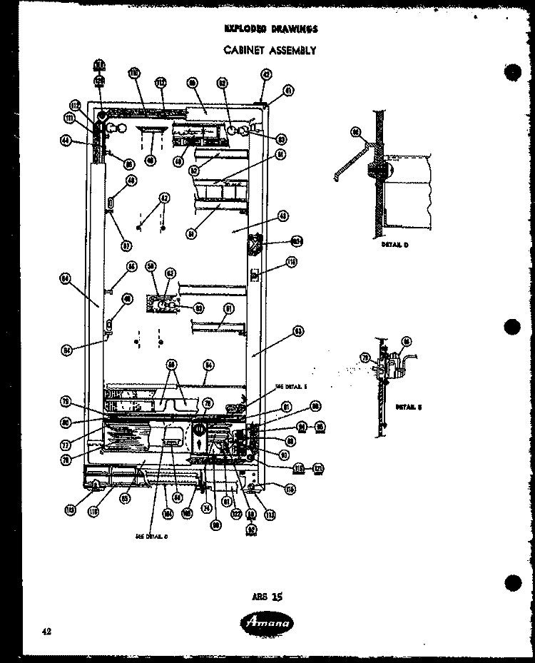 CABINET ASSY Diagram and Parts List for ARE14  Amana Refrigerator