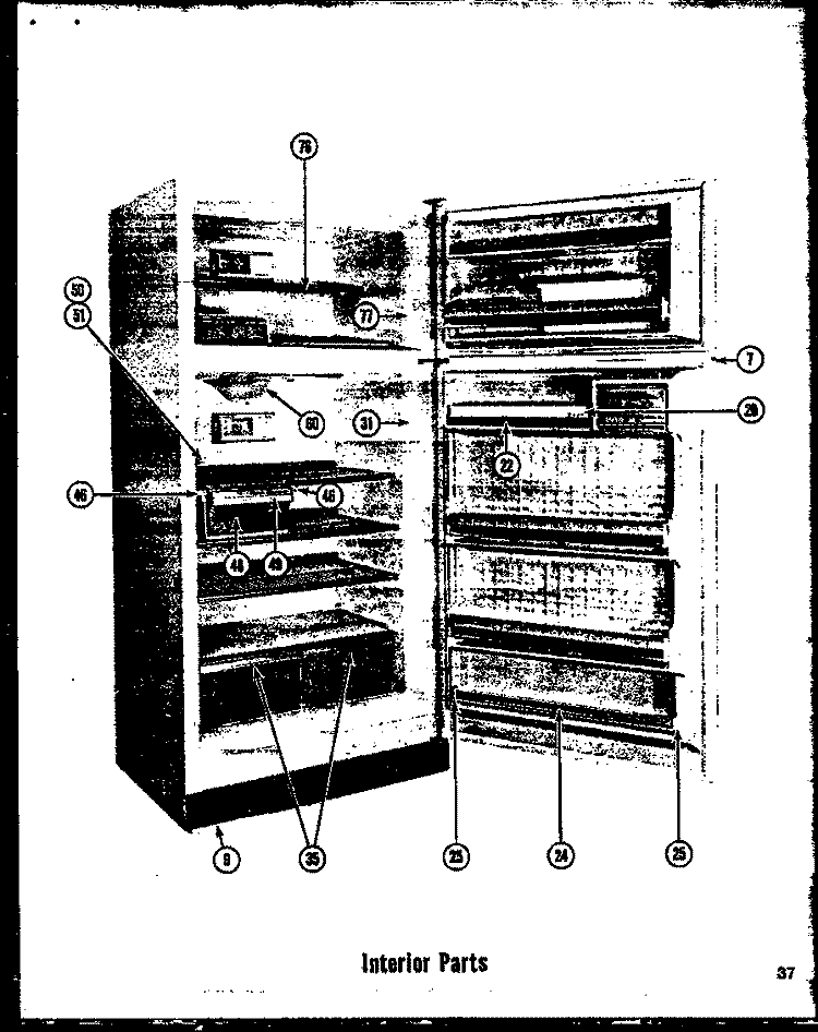INTERIOR PARTS Diagram and Parts List for T-17D  Amana Refrigerator