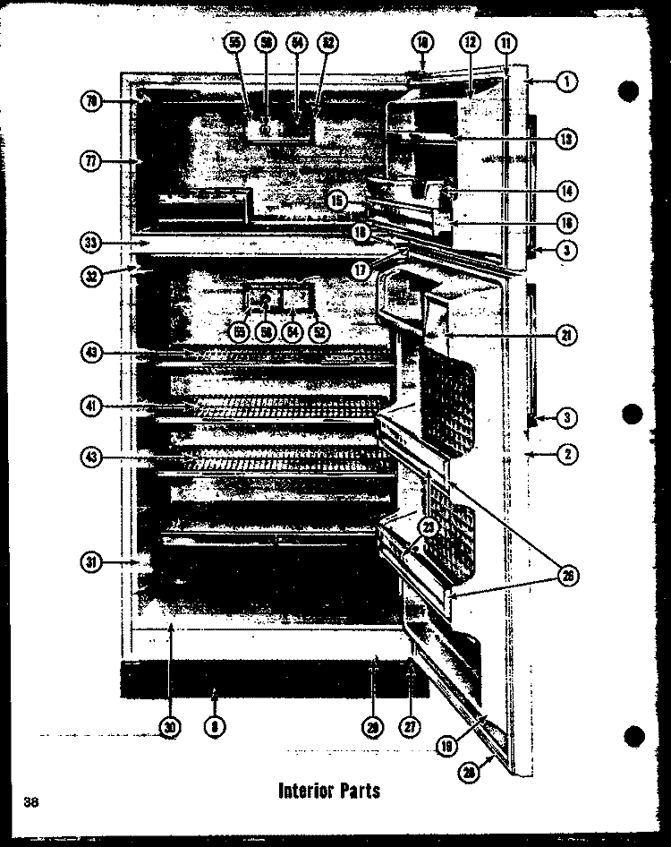 INTERIOR PARTS Diagram and Parts List for T-17D  Amana Refrigerator
