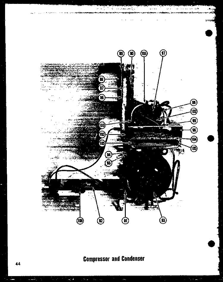 COMPRESSOR AND CONDENSER Diagram and Parts List for T-17D  Amana Refrigerator