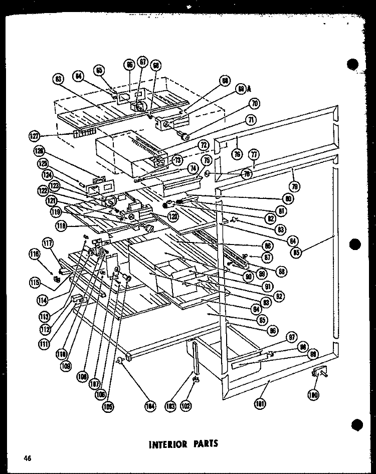 INTERIOR PARTS Diagram and Parts List for TD19F  Amana Refrigerator