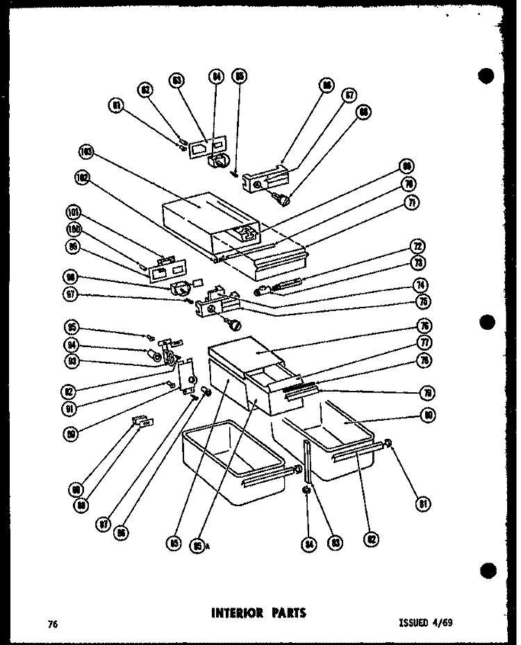 INTERIOR PARTS Diagram and Parts List for TR15F-1-C  Amana Refrigerator