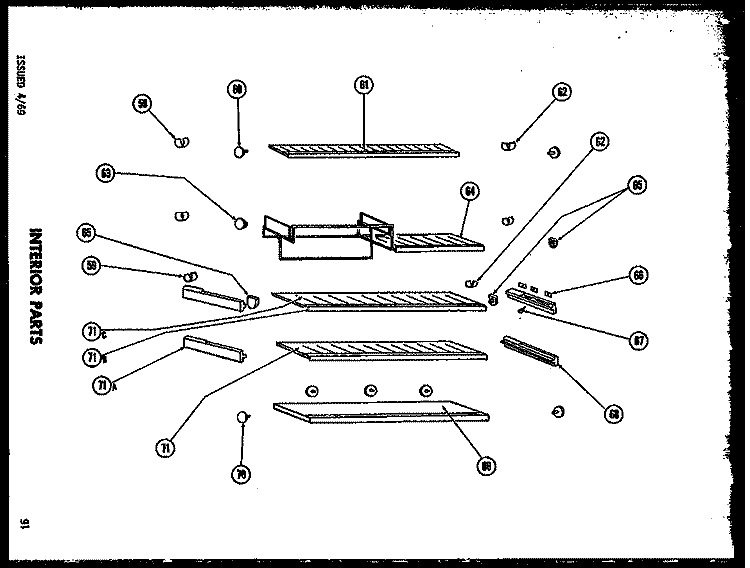 INTERIOR PARTS Diagram and Parts List for T17F-1  Amana Refrigerator