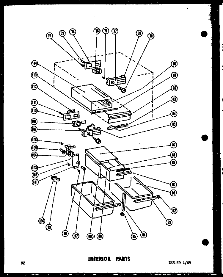 INTERIOR PARTS Diagram and Parts List for T17F-1  Amana Refrigerator