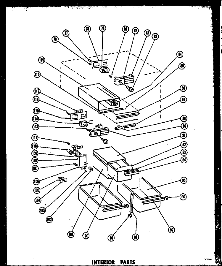 INTERIOR PARTS Diagram and Parts List for TD19F-1  Amana Refrigerator