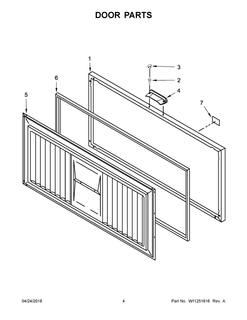 Door Parts Diagram and Parts List for AZC31T22DW01  Maytag Freezer