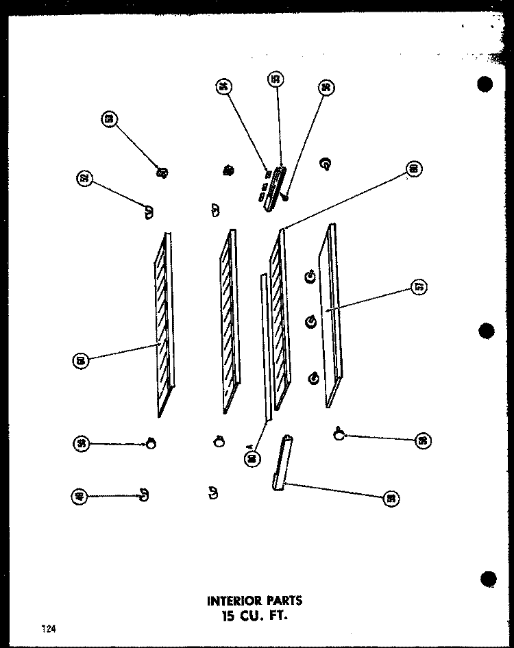 INTERIOR PARTS 15 CU. FT. Diagram and Parts List for T15-F  Amana Refrigerator