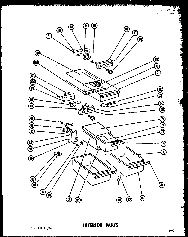 INTERIOR PARTS Diagram and Parts List for T15-F  Amana Refrigerator