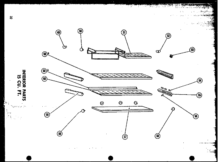 INTERIOR PARTS 15 CU. FT. Diagram and Parts List for T15-G  Amana Refrigerator