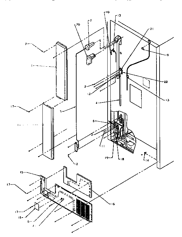 Cabinet Back Diagram and Parts List for TH18S3W-P1195301W  Amana Refrigerator