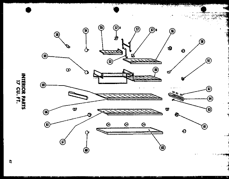INTERIOR PARTS 17 CU. FT. Diagram and Parts List for TM17G  Amana Refrigerator
