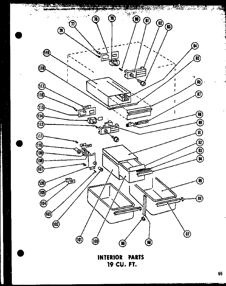 INTERIOR PARTS 19 CU. FT. Diagram and Parts List for TD19G  Amana Refrigerator