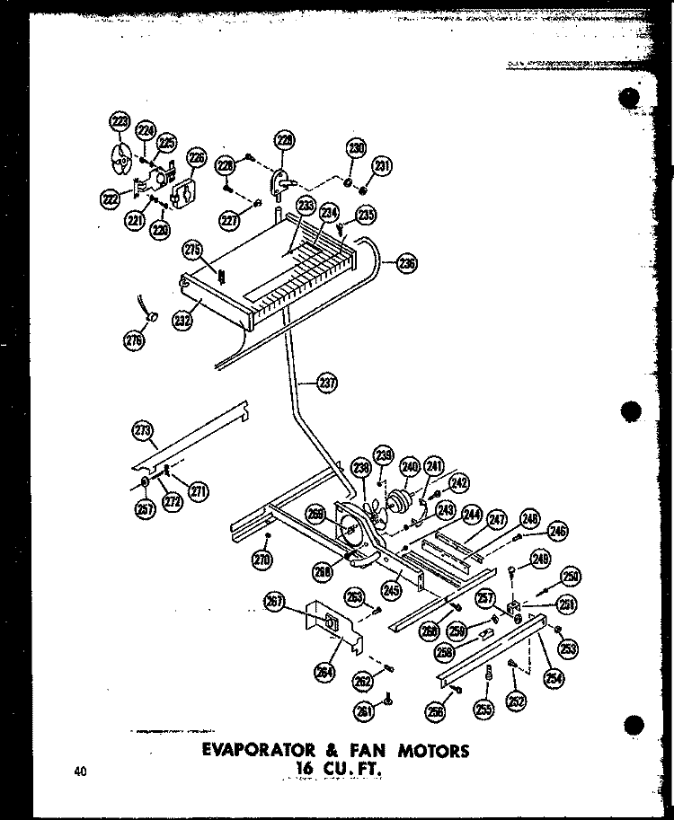 EVAP & FAN MOTORS 16 CU. FT. Diagram and Parts List for T16J P6023609W Amana Refrigerator