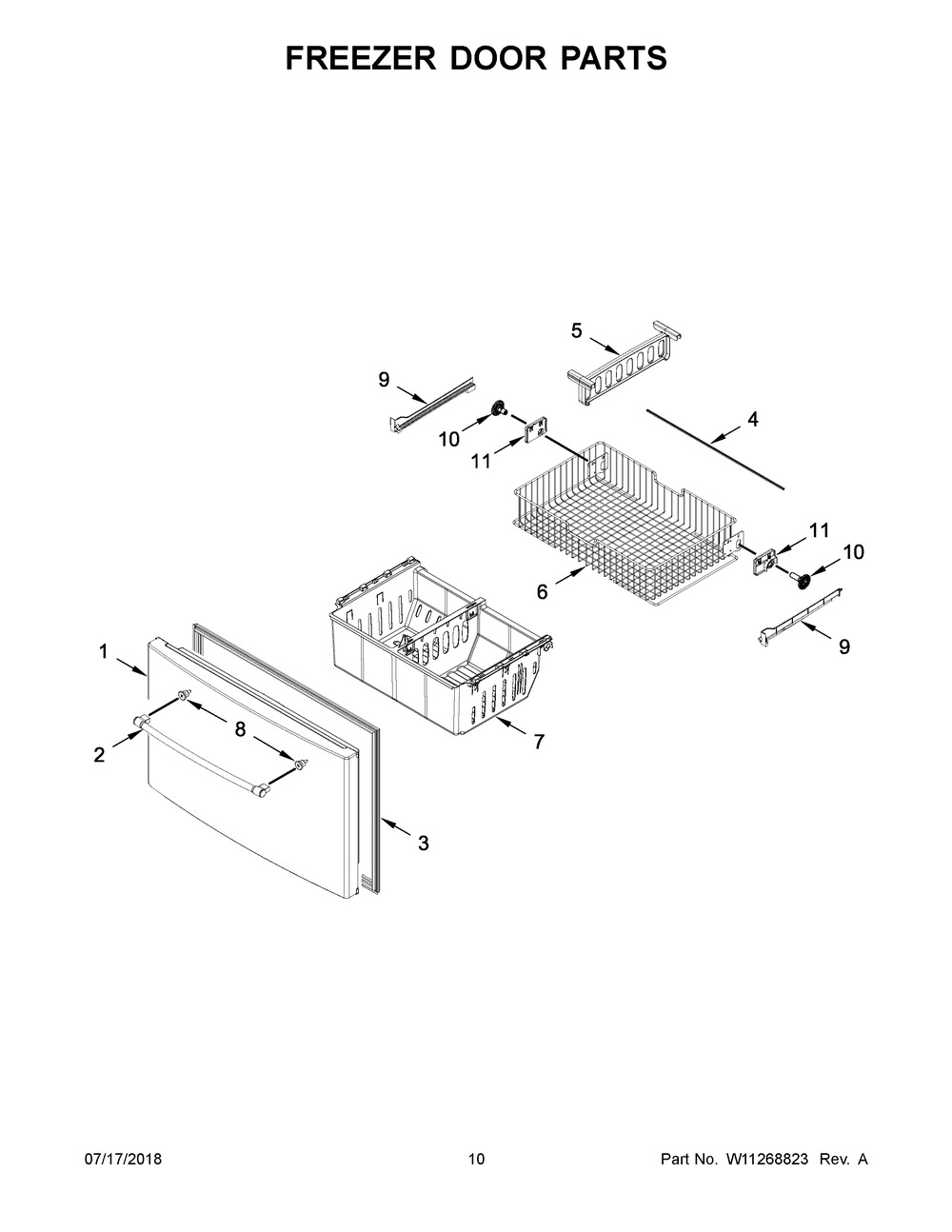 Freezer Door Parts Diagram and Parts List for MFI2570FEZ06  Maytag Refrigerator