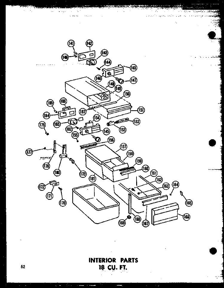 INTERIOR PARTS 18 CU. FT. Diagram and Parts List for TC18J-C P6023612W C Amana Refrigerator