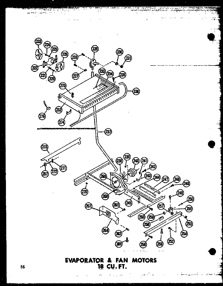 EVAP & FAN MOTORS 18 CU. FT. Diagram and Parts List for TC18J-C P6023612W C Amana Refrigerator