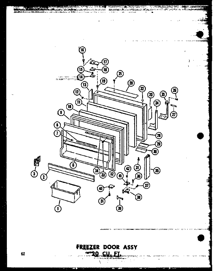 FZ DOOR ASSY 20 CU. FT. Diagram and Parts List for TD20J-A P6023614W A Amana Refrigerator