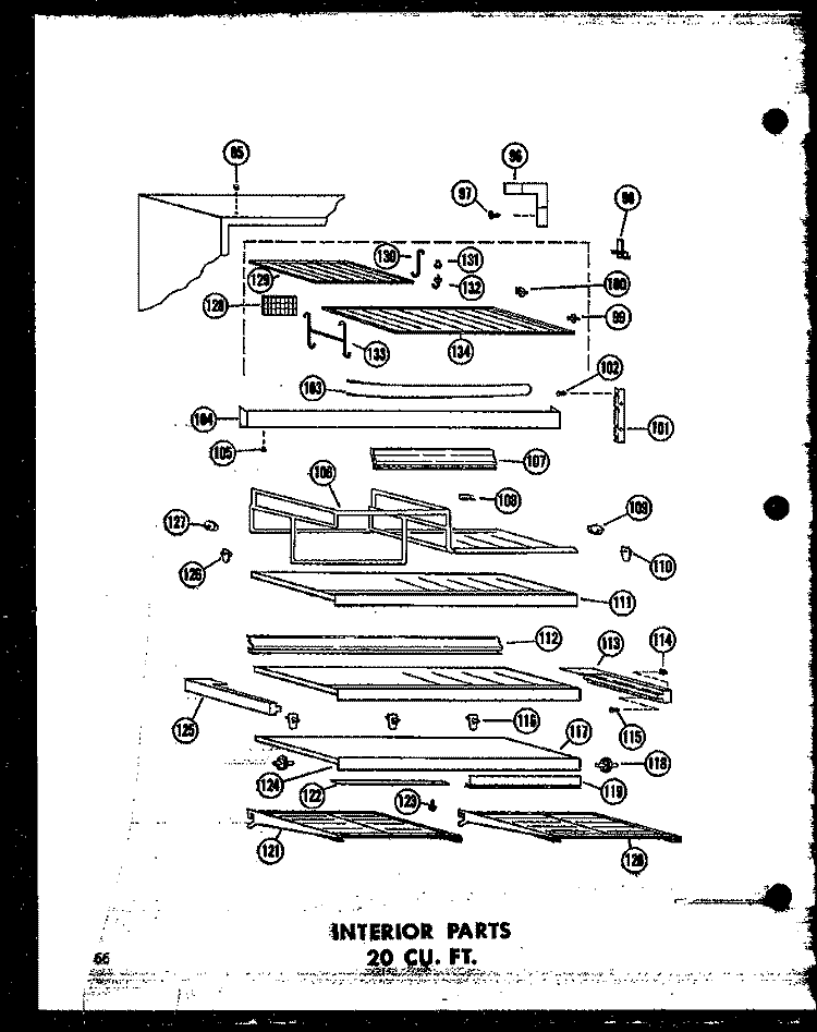 INTERIOR PARTS 20 CU. FT. Diagram and Parts List for T16J P6023609W Amana Refrigerator