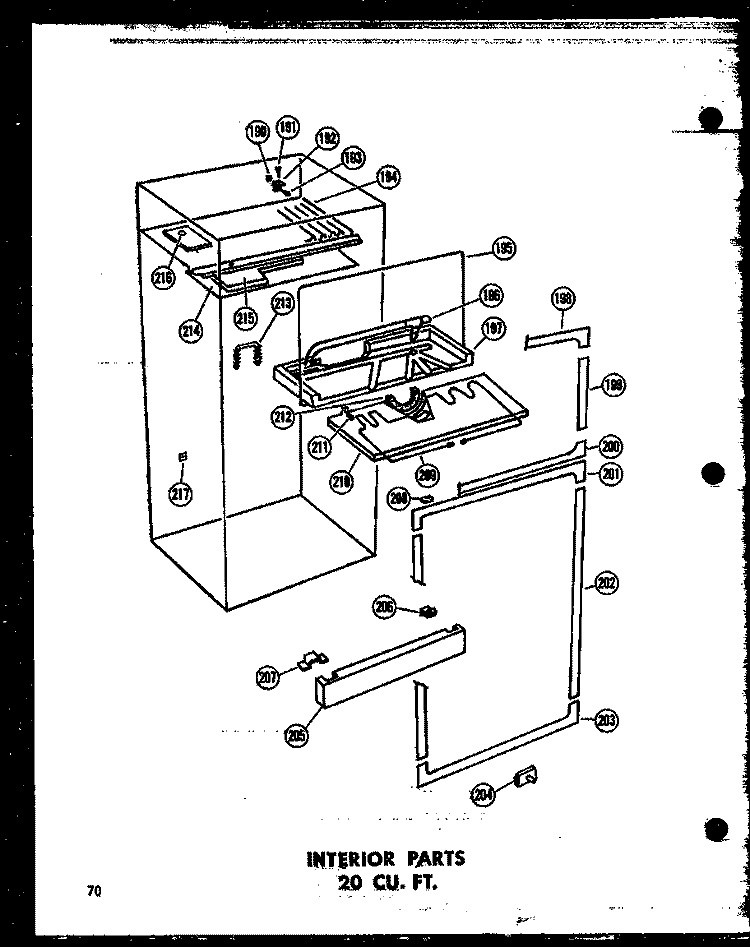 INTERIOR PARTS 20 CU. FT. Diagram and Parts List for TD20J-A P6023614W A Amana Refrigerator