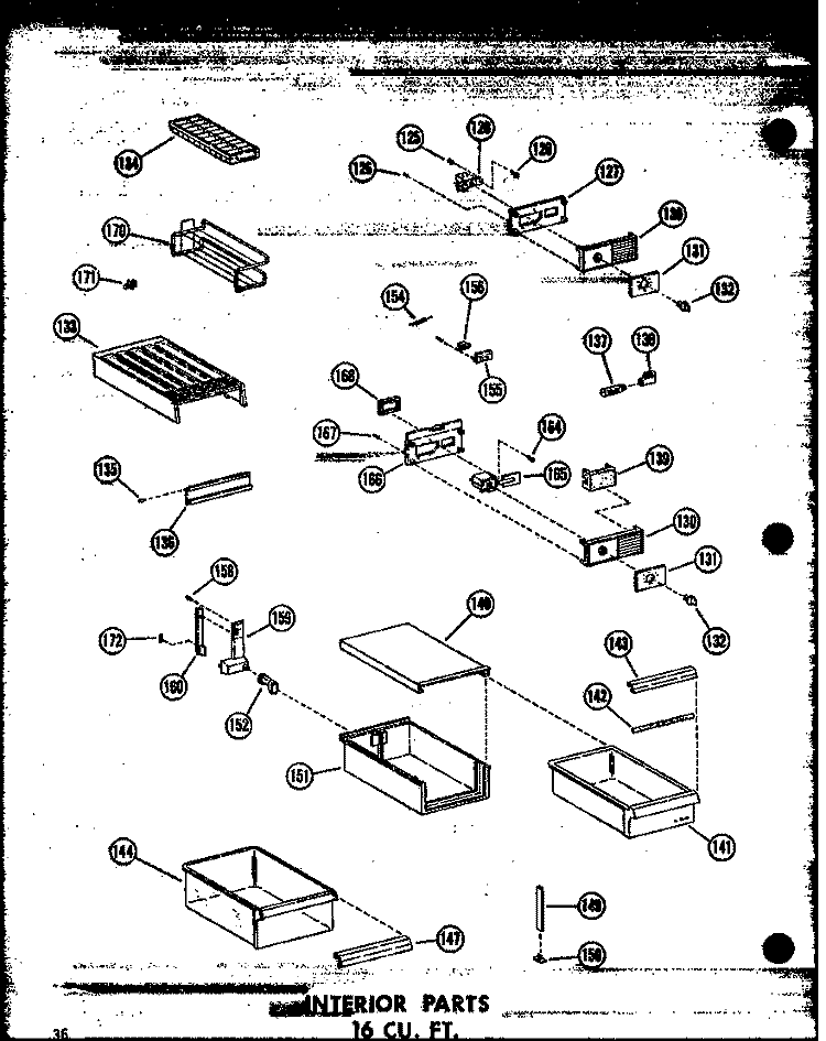 INTERIOR PARTS 16 CU. FT. Diagram and Parts List for T16N P6023659W Amana Refrigerator