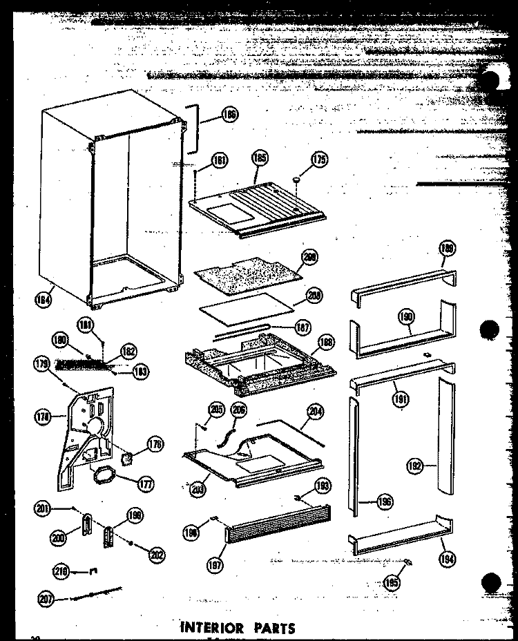 INTERIOR PARTS 16 CU. FT. Diagram and Parts List for T16N P6023659W Amana Refrigerator