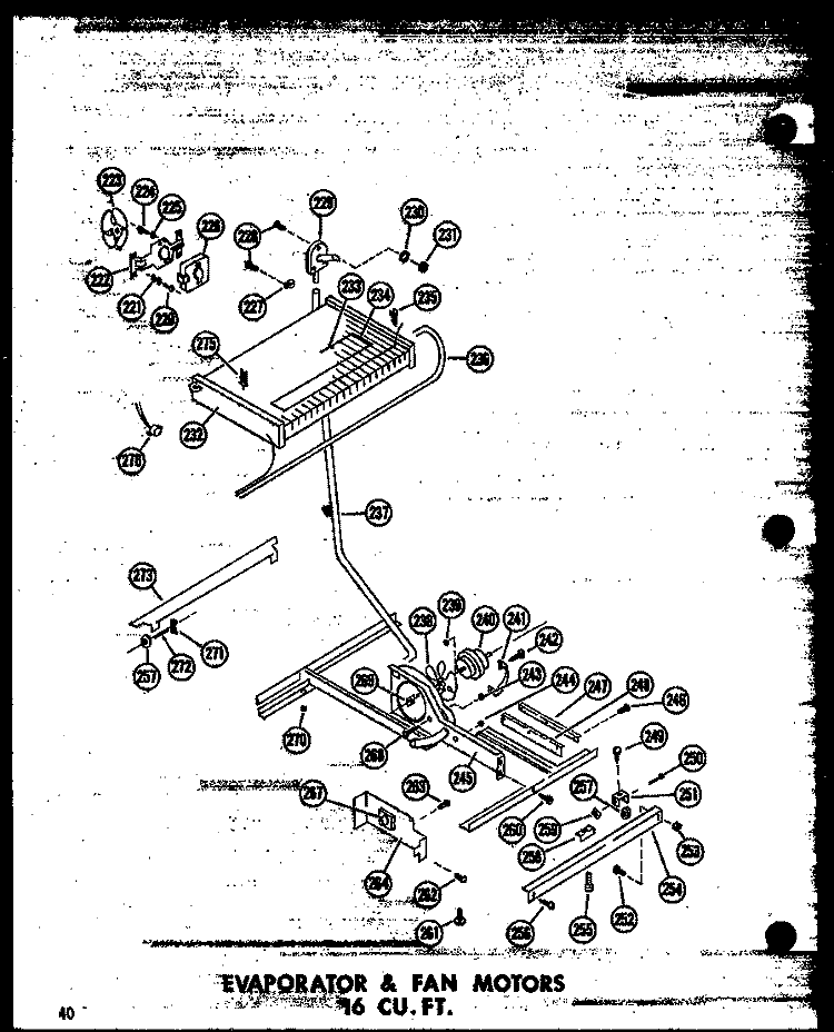 EVAP & FAN MOTORS 16 CU. FT. Diagram and Parts List for T16N P6023659W Amana Refrigerator