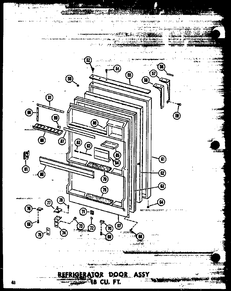 REF DOOR ASSY 18 CU. FT. Diagram and Parts List for TC18N-C P6023662W C Amana Refrigerator