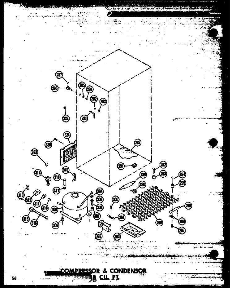 COMPRESSOR & CONDENSER 18 CU.FT. Diagram and Parts List for TC18N-C P6023662W C Amana Refrigerator