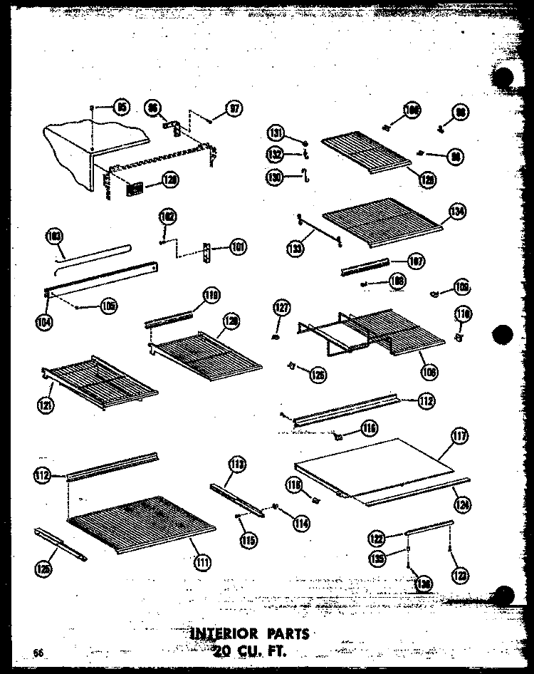 INTERIOR PARTS 20 CU. FT. Diagram and Parts List for TD20N-A P6023655W A Amana Refrigerator