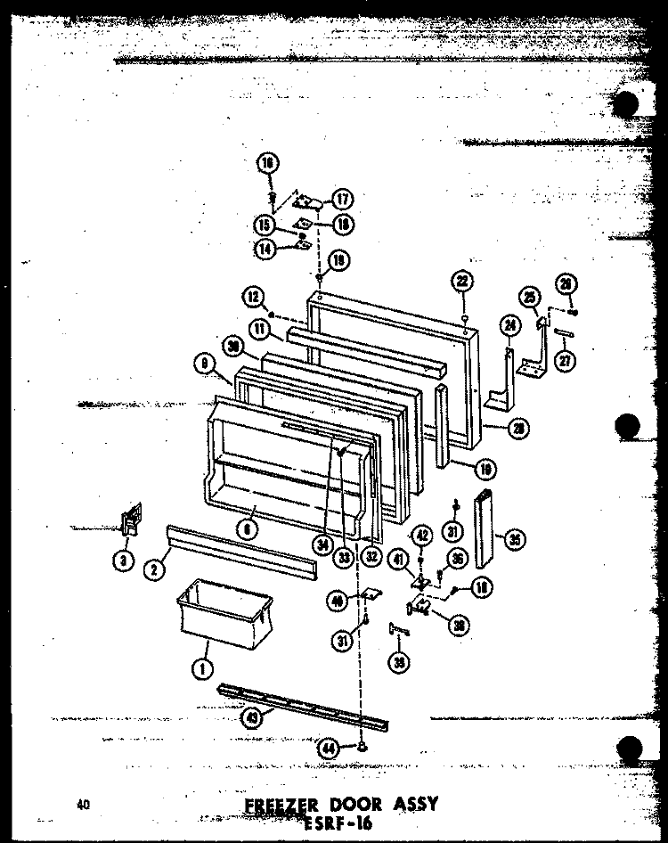 FZ DOOR ASSY ESRF - 16 Diagram and Parts List for ESRF16AG P6030303W G Amana Refrigerator