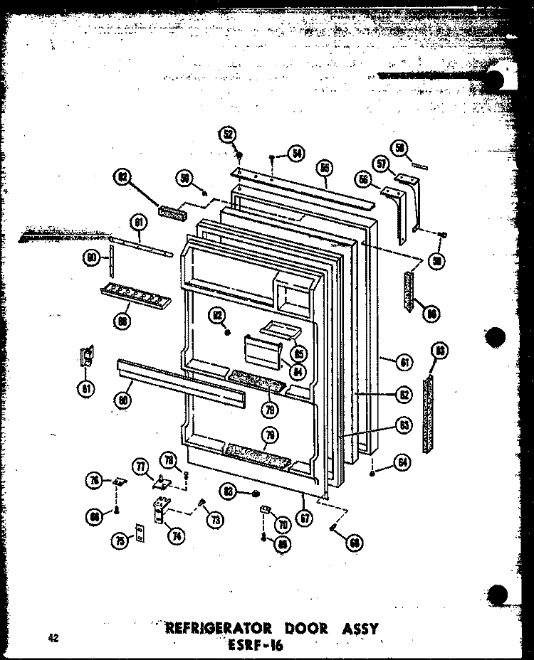 REF DOOR ASSY ESRF - 16 Diagram and Parts List for ESRF16AG P6030303W G Amana Refrigerator