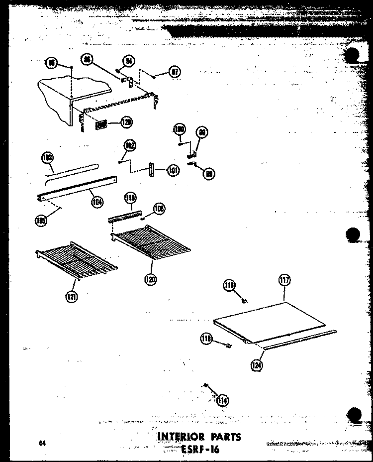 INTERIOR PARTS ESRF - 16 Diagram and Parts List for ESRF16AG P6030303W G Amana Refrigerator