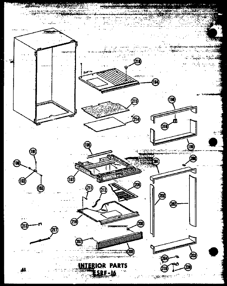 INTERIOR PARTS ESRF - 16 Diagram and Parts List for ESRF16AG P6030303W G Amana Refrigerator