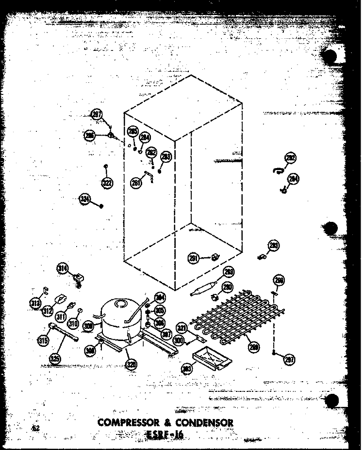 COMPRESSOR & CONDENSER ESRF - 16 Diagram and Parts List for ESRF16AG P6030303W G Amana Refrigerator