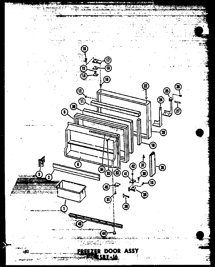 FZ DOOR ASSY ESRF - 16 Diagram and Parts List for ESRF-16-AG P6030303W G Amana Refrigerator